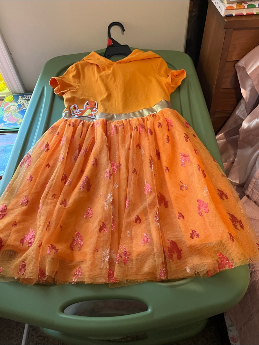 Pokemon Orange Tulle Costume Dress with Gold Waistband